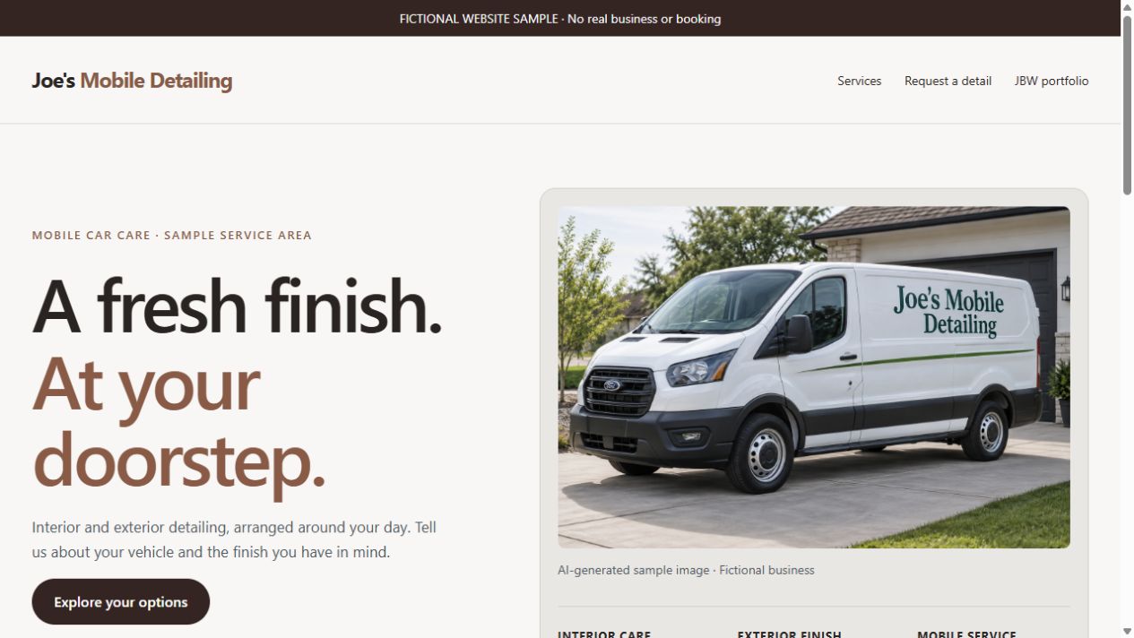 Joe’s Mobile Detailing website preview
