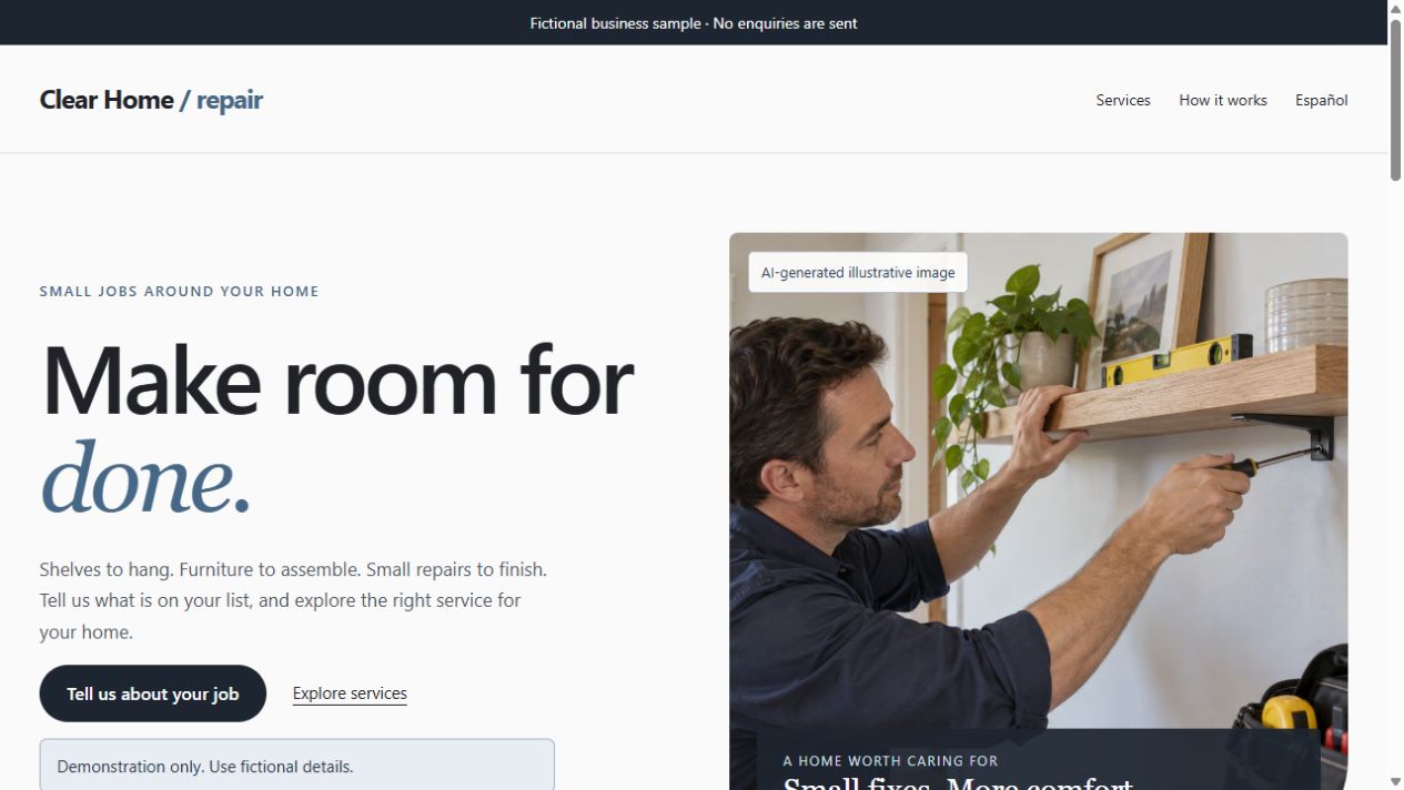 Home repair website preview