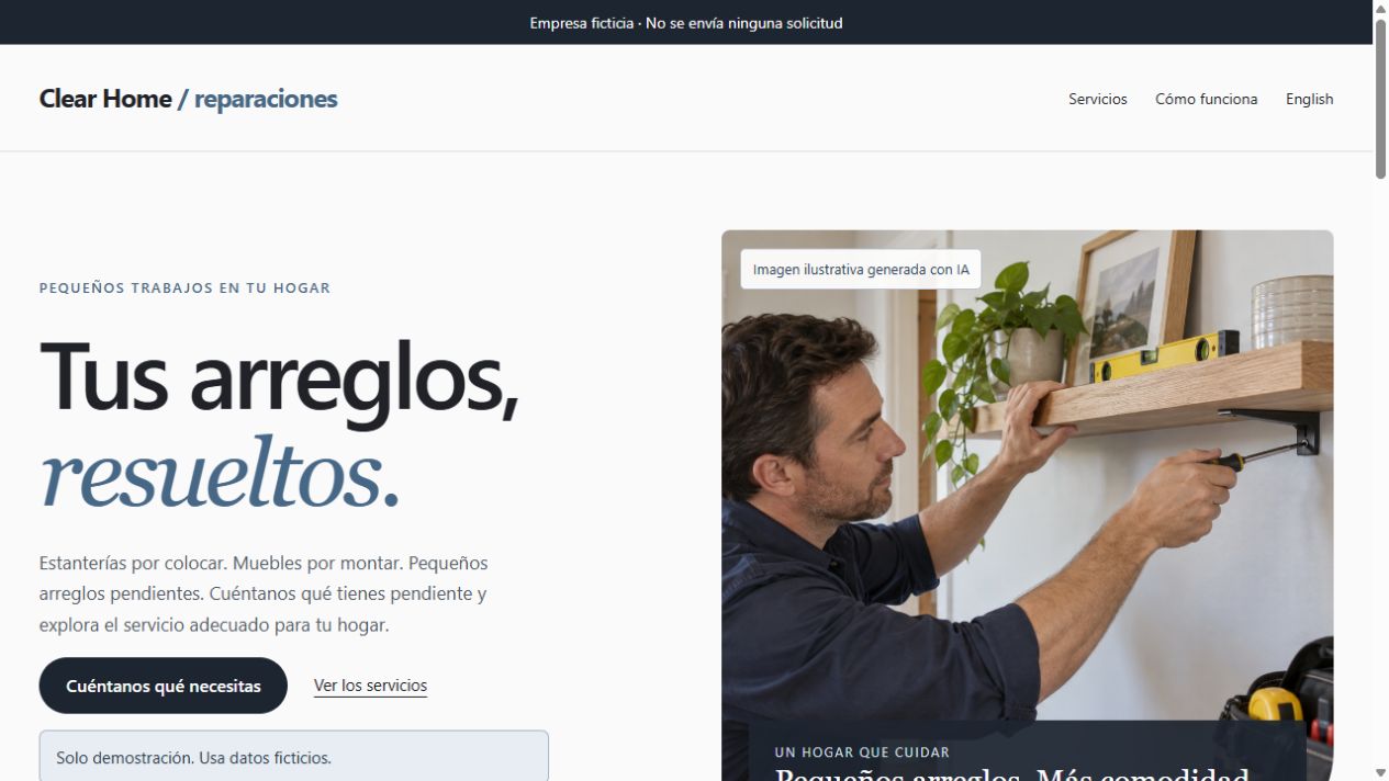 Home repair · Spanish website preview