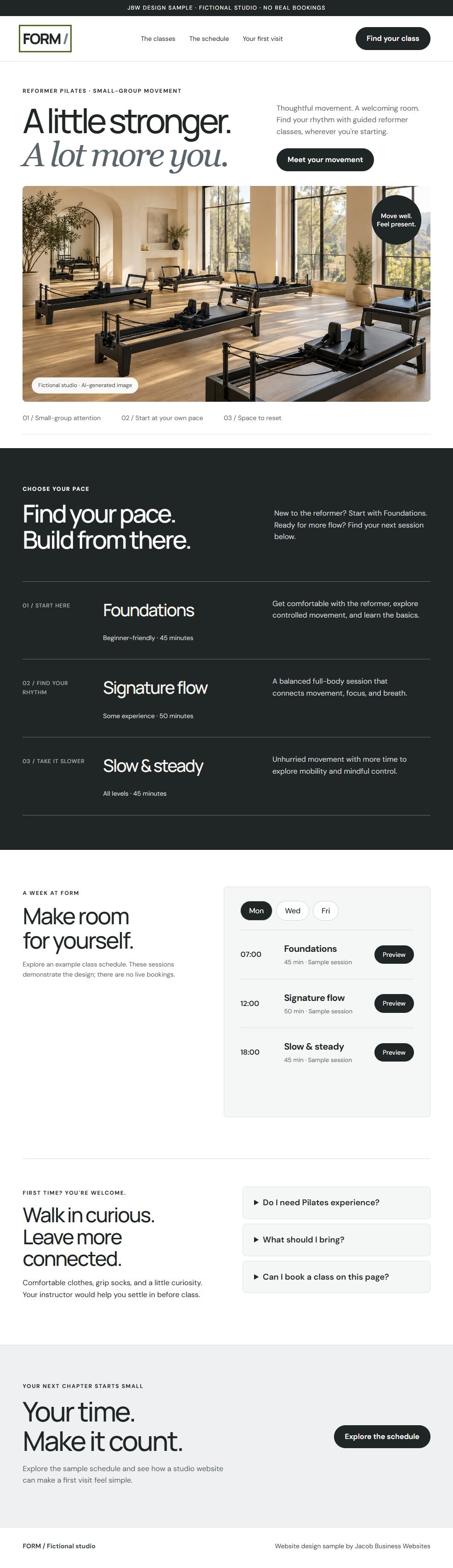 FORM Pilates website preview